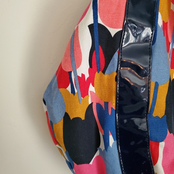 Anthropologie Vivid Spring Cheerful Multicolor Tulip Print Graphic Pattern Bag - Picture 5 of 12
